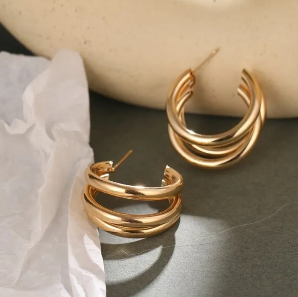 Gold Plated Hoop Earrings - Picture 6 of 7